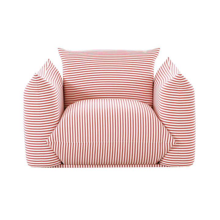 SwayLiving Saint Tropez Pearl and Red Striped Stuffed Outdoor Armchair OUTDOOR CHAISE LOUNGES