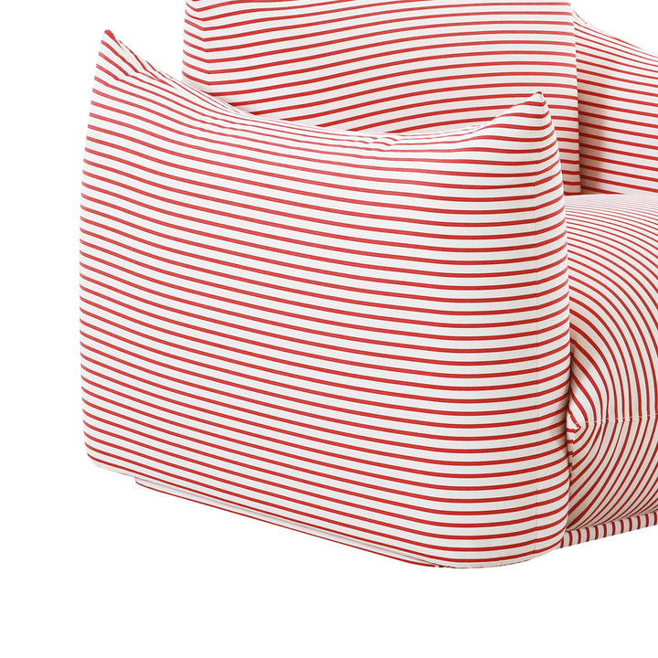 SwayLiving Saint Tropez Pearl and Red Striped Stuffed Outdoor Armchair OUTDOOR CHAISE LOUNGES