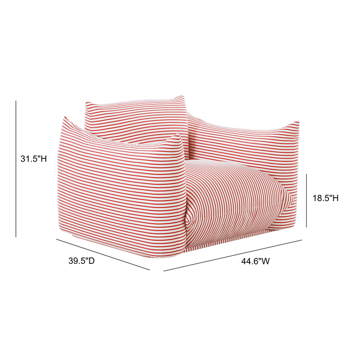 SwayLiving Saint Tropez Pearl and Red Striped Stuffed Outdoor Armchair OUTDOOR CHAISE LOUNGES