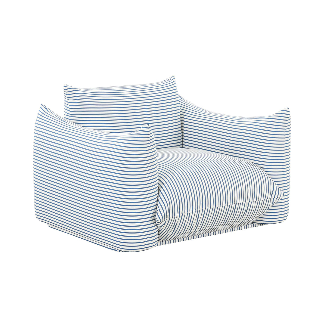 SwayLiving Saint Tropez Pearl and Blue Striped Stuffed Outdoor Armchair OUTDOOR CHAISE LOUNGES