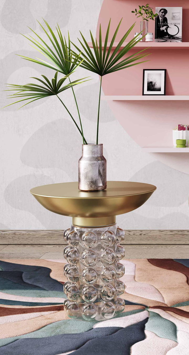 SwayLiving Bubble Glass/Brass Side Table ACCENT TABLES