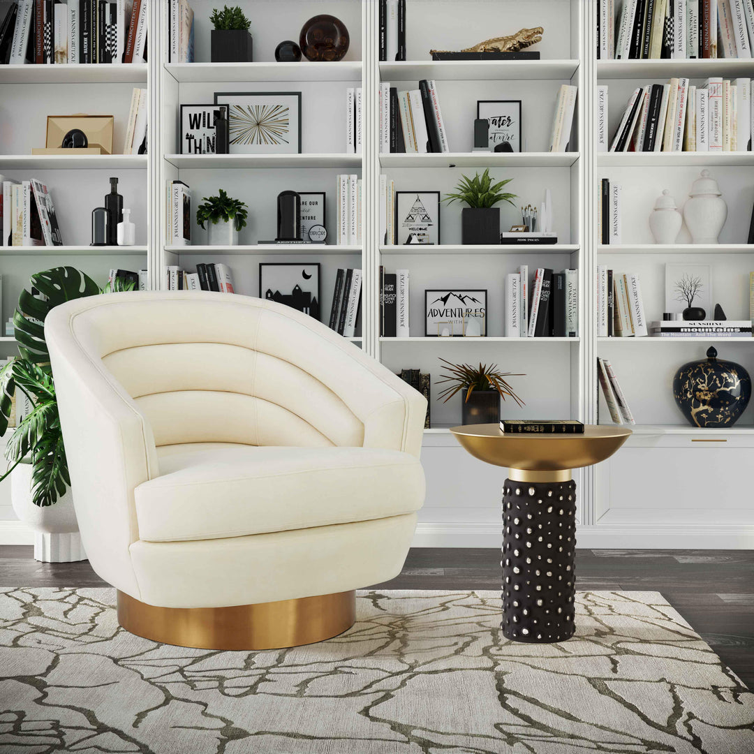 SwayLiving Blaze Glass/Brass Side Table ACCENT TABLES