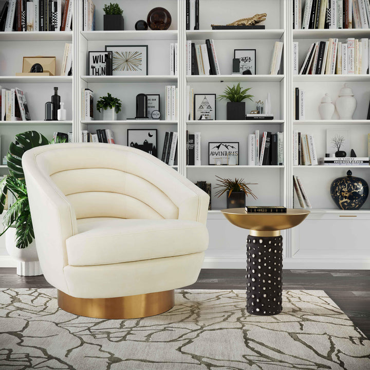 SwayLiving Blaze Glass/Brass Side Table ACCENT TABLES