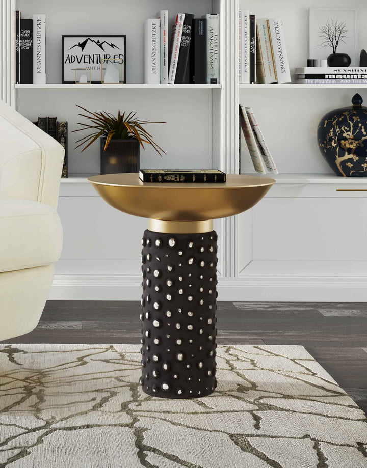 SwayLiving Blaze Glass/Brass Side Table ACCENT TABLES