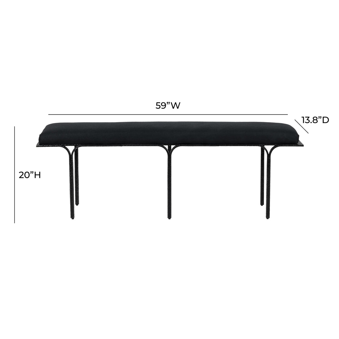 SwayLiving Bryn Black Linen Bench BENCHES