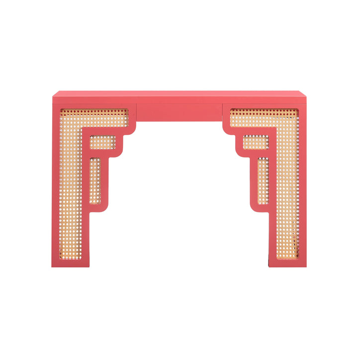 SwayLiving Suzie Coral Pink & Rattan Console Table CONSOLE TABLES