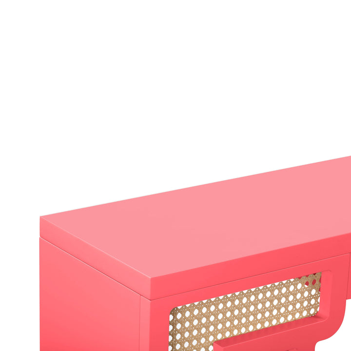 SwayLiving Suzie Coral Pink & Rattan Console Table CONSOLE TABLES