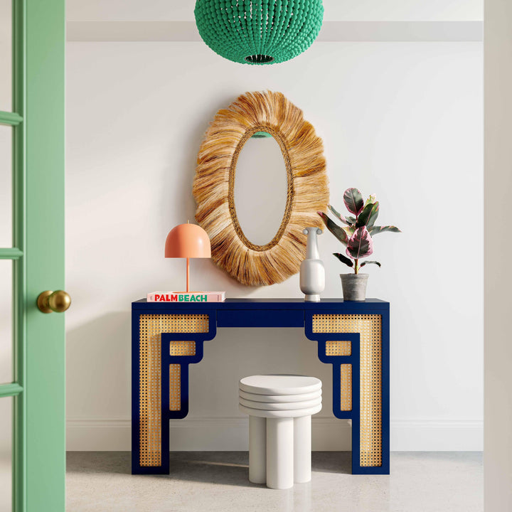 SwayLiving Suzie Navy & Rattan Console Table CONSOLE TABLES
