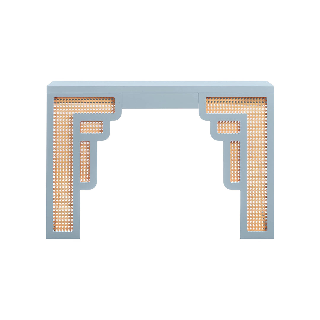 SwayLiving Suzie Pastel Blue & Rattan Console Table CONSOLE TABLES
