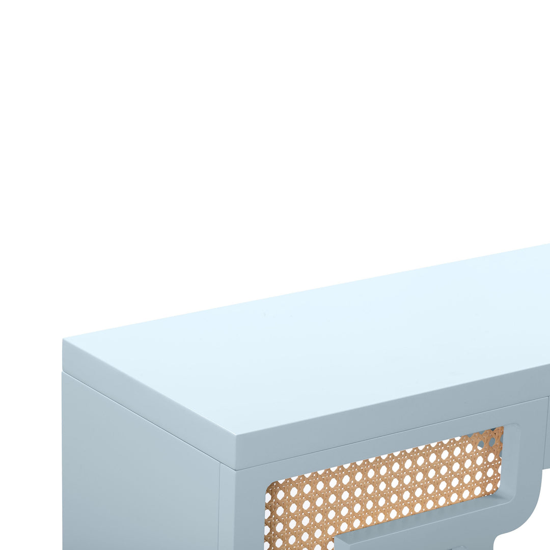 SwayLiving Suzie Pastel Blue & Rattan Console Table CONSOLE TABLES