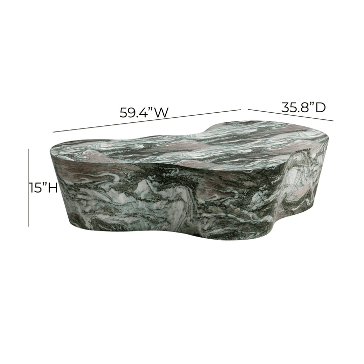 SwayLiving Slab Grey/Blush Faux Marble Coffee Table OUTDOOR COFFEE TABLES