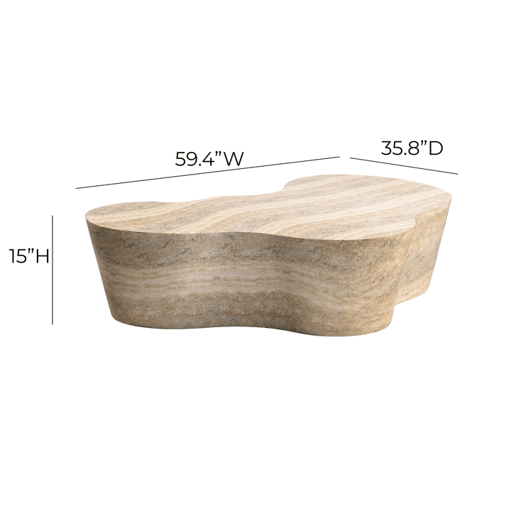 SwayLiving Slab Faux Travertine Coffee Table OUTDOOR COFFEE TABLES