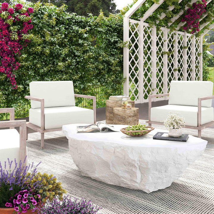 SwayLiving Crag White Concrete Coffee Table OUTDOOR COFFEE TABLES