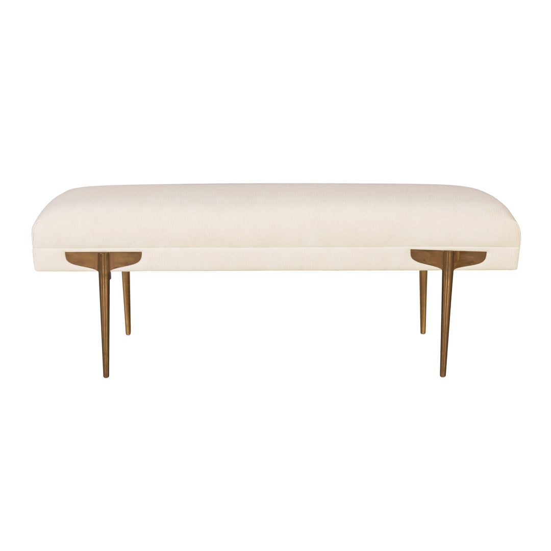 SwayLiving Brno White Waived Velvet Bench BENCHES