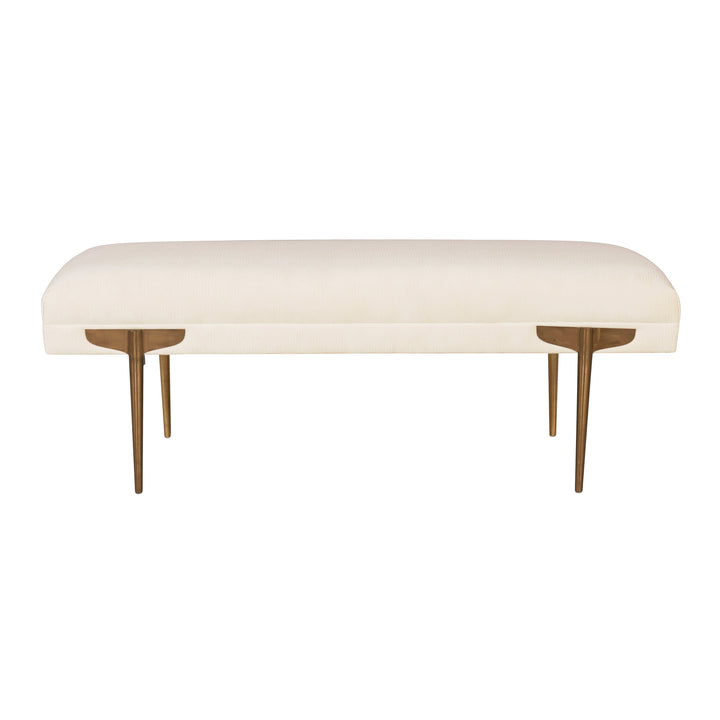 SwayLiving Brno White Waived Velvet Bench BENCHES