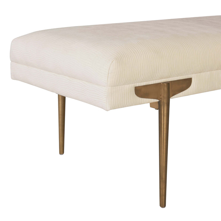 SwayLiving Brno White Waived Velvet Bench BENCHES
