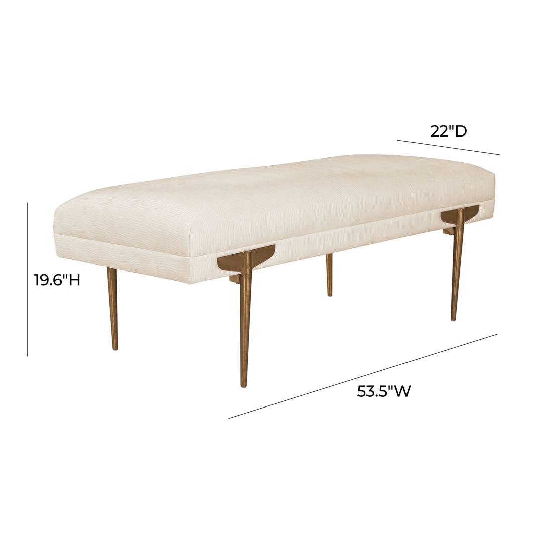 SwayLiving Brno White Waived Velvet Bench BENCHES