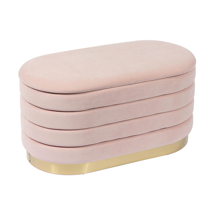 SwayLiving Lillian Blush Velvet Storage Bench BENCHES