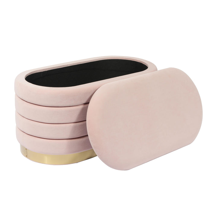 SwayLiving Lillian Blush Velvet Storage Bench BENCHES