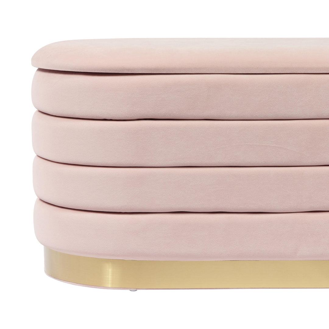 SwayLiving Lillian Blush Velvet Storage Bench BENCHES