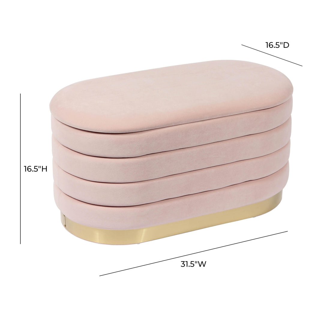 SwayLiving Lillian Blush Velvet Storage Bench BENCHES