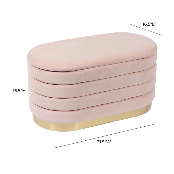 SwayLiving Lillian Blush Velvet Storage Bench BENCHES