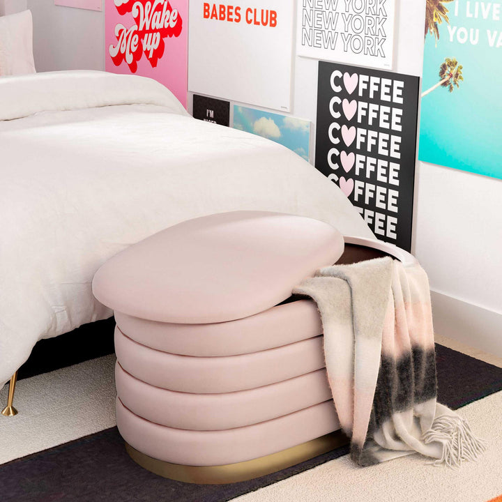 SwayLiving Lillian Blush Velvet Storage Bench BENCHES