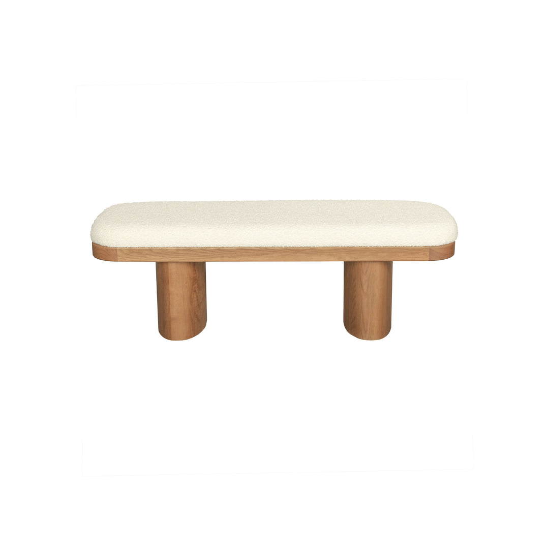 SwayLiving Ollie White Boucle Wooden Bench BENCHES