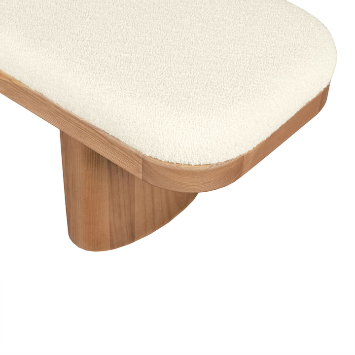 SwayLiving Ollie White Boucle Wooden Bench BENCHES