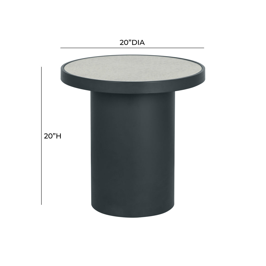SwayLiving Nautilus Antique Silver Mirrored Side Table ACCENT TABLES