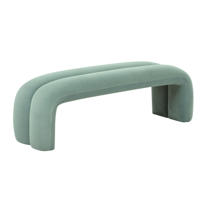 SwayLiving Leigh Green Velvet Channeled Bench BENCHES