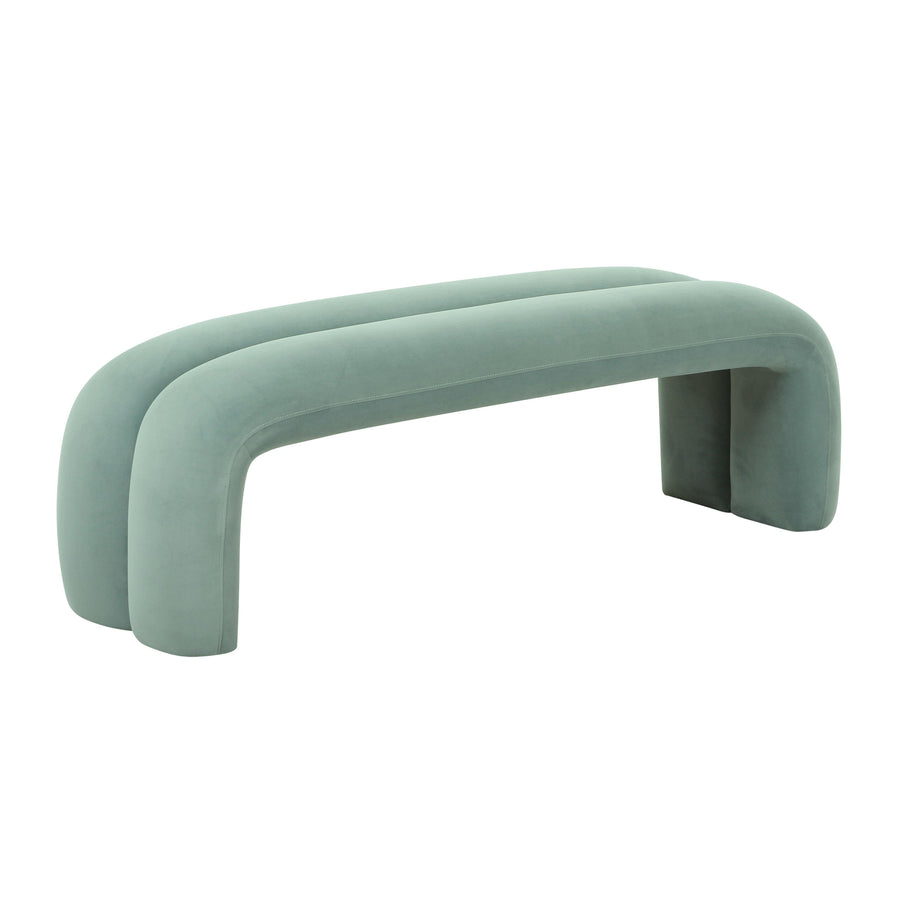 SwayLiving Leigh Green Velvet Channeled Bench BENCHES