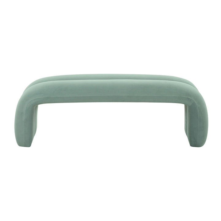 SwayLiving Leigh Green Velvet Channeled Bench BENCHES