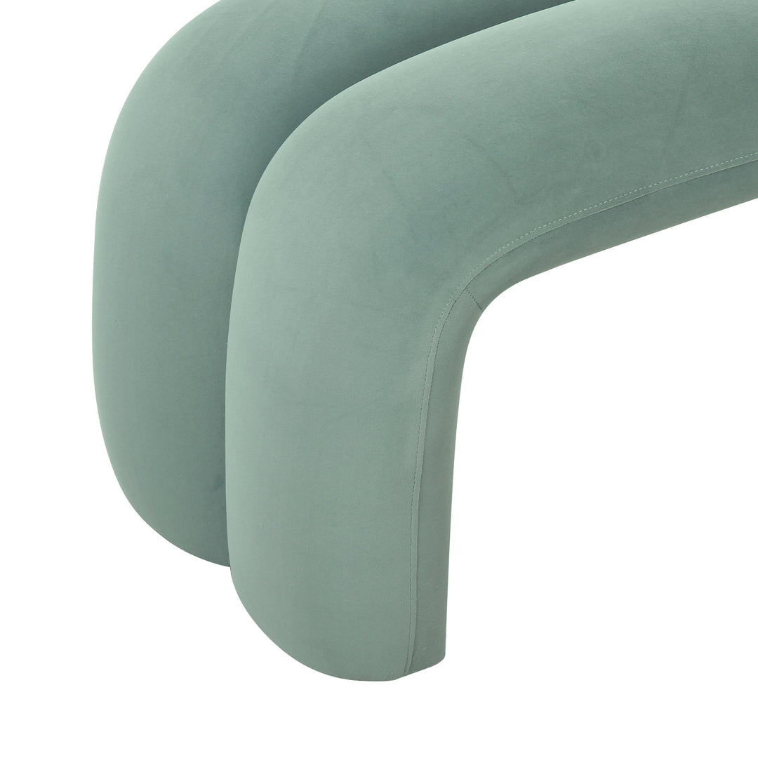 SwayLiving Leigh Green Velvet Channeled Bench BENCHES