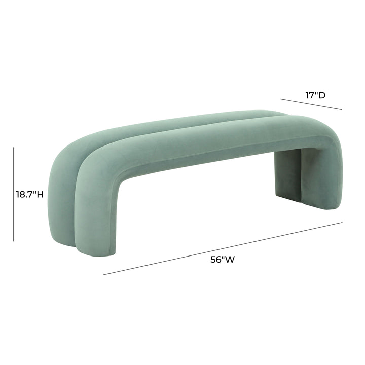 SwayLiving Leigh Green Velvet Channeled Bench BENCHES