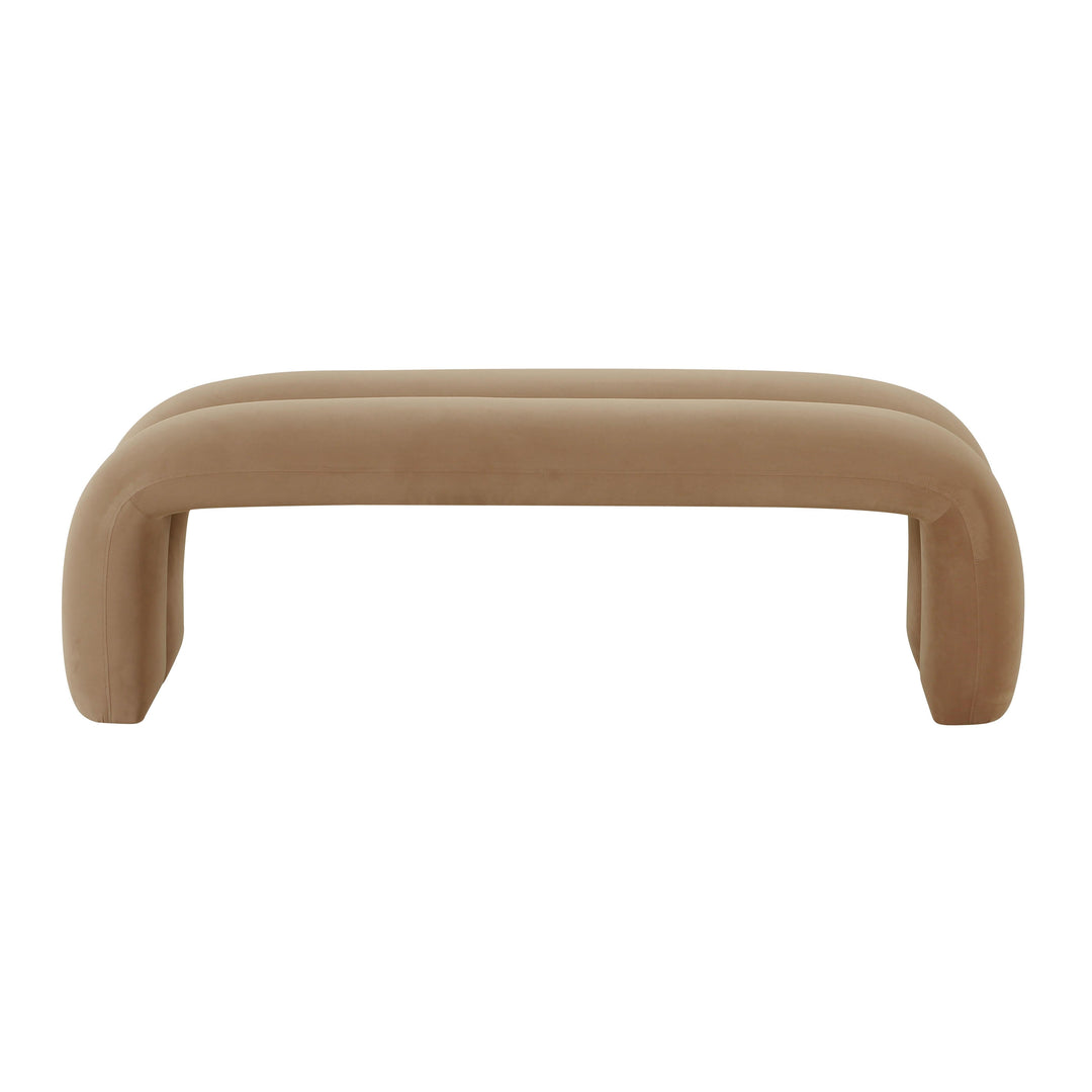 SwayLiving Leigh Taupe Velvet Channeled Bench BENCHES