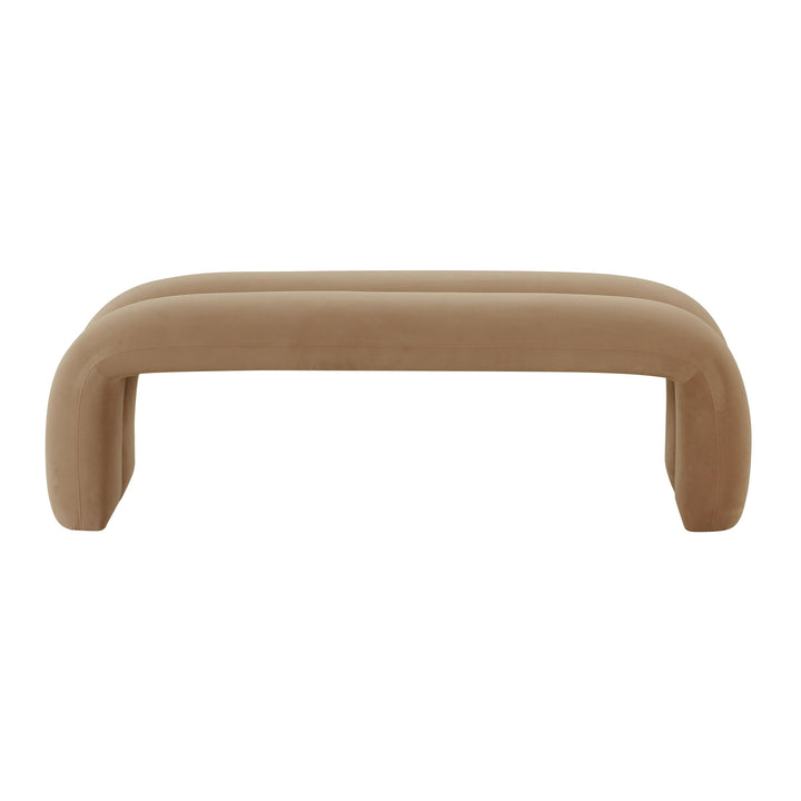 SwayLiving Leigh Taupe Velvet Channeled Bench BENCHES