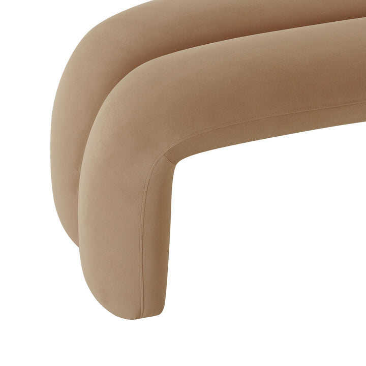 SwayLiving Leigh Taupe Velvet Channeled Bench BENCHES