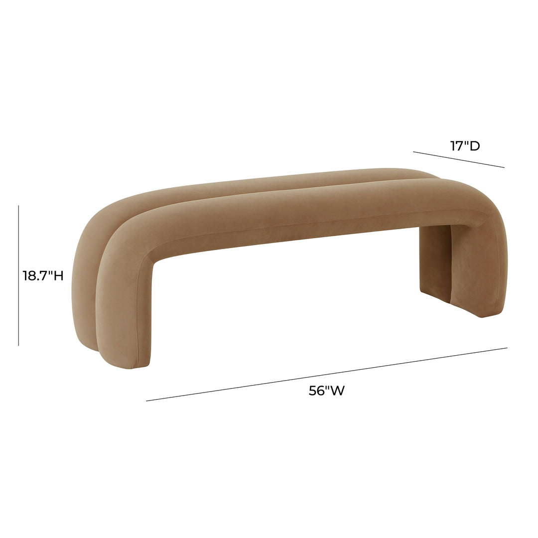 SwayLiving Leigh Taupe Velvet Channeled Bench BENCHES
