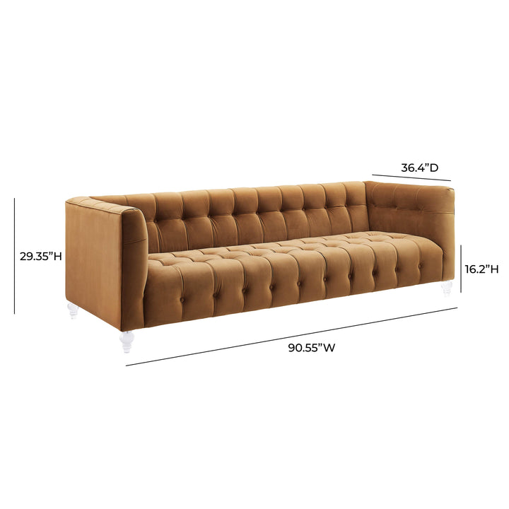 SwayLiving Bea Cognac Velvet Sofa SOFAS + SECTIONALS