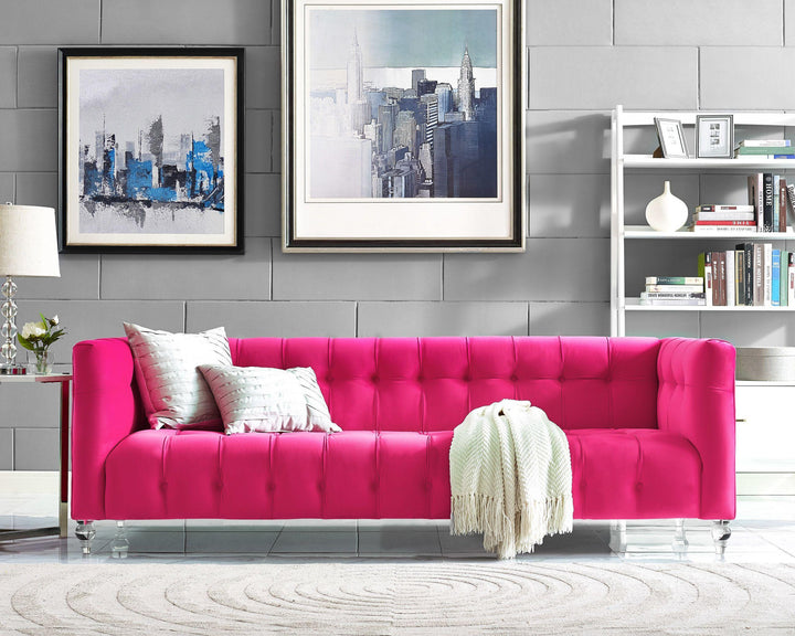 SwayLiving Bea Hot Pink Velvet Sofa SOFAS + SECTIONALS