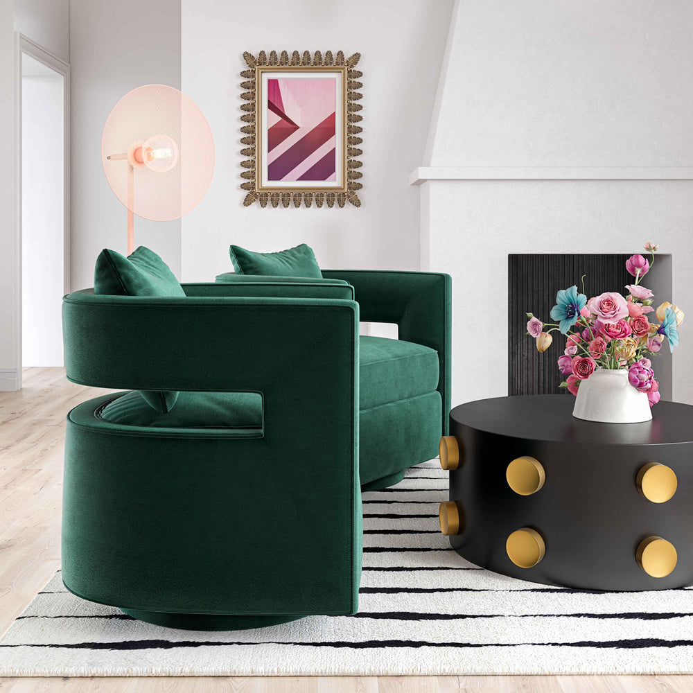 SwayLiving Kennedy Forest Green Swivel Chair ACCENT + LOUNGE CHAIRS