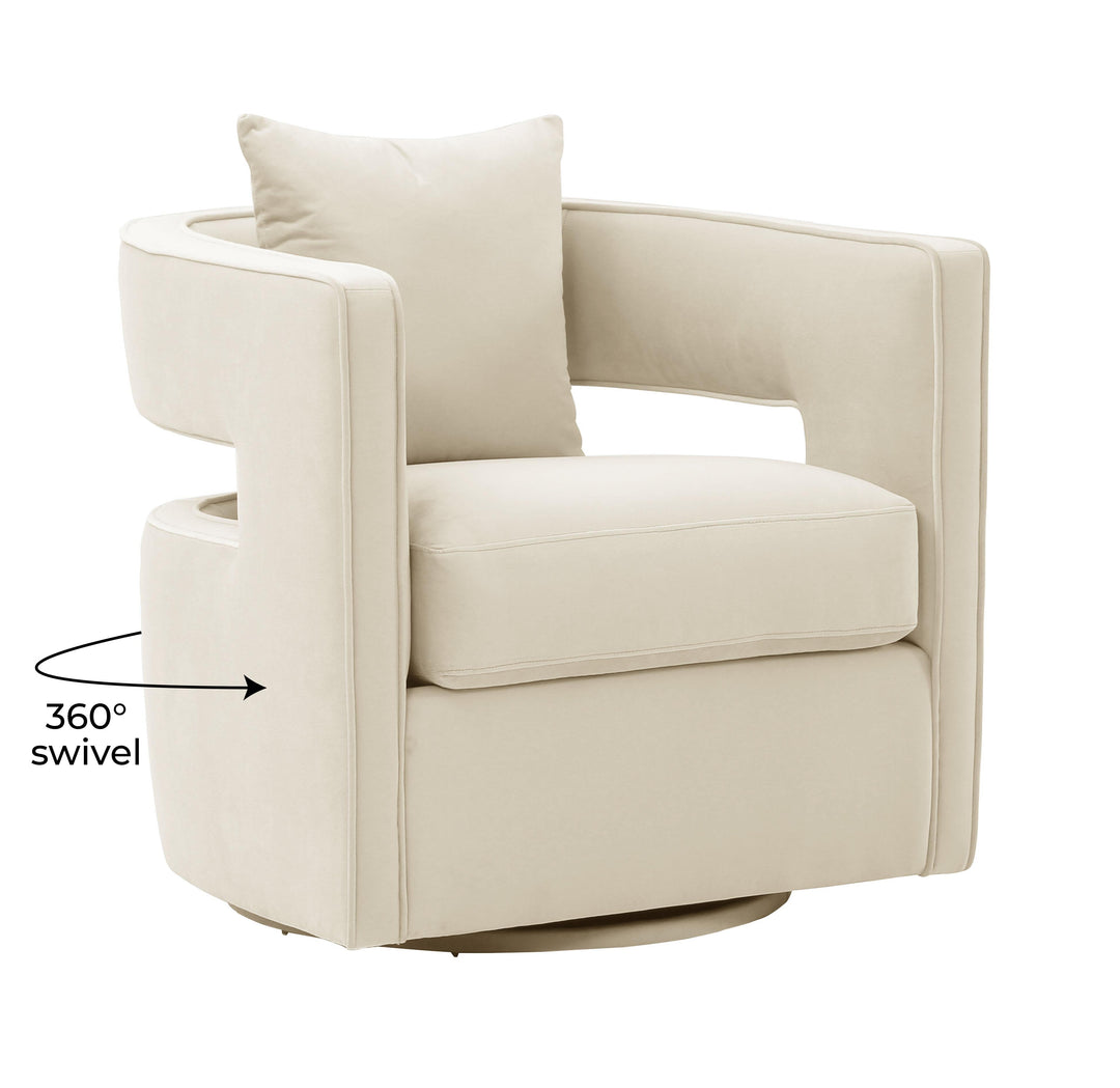 SwayLiving Kennedy Cream Swivel Chair ACCENT + LOUNGE CHAIRS