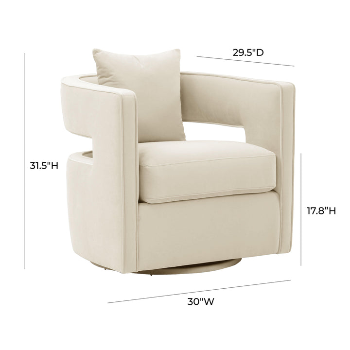 SwayLiving Kennedy Cream Swivel Chair ACCENT + LOUNGE CHAIRS