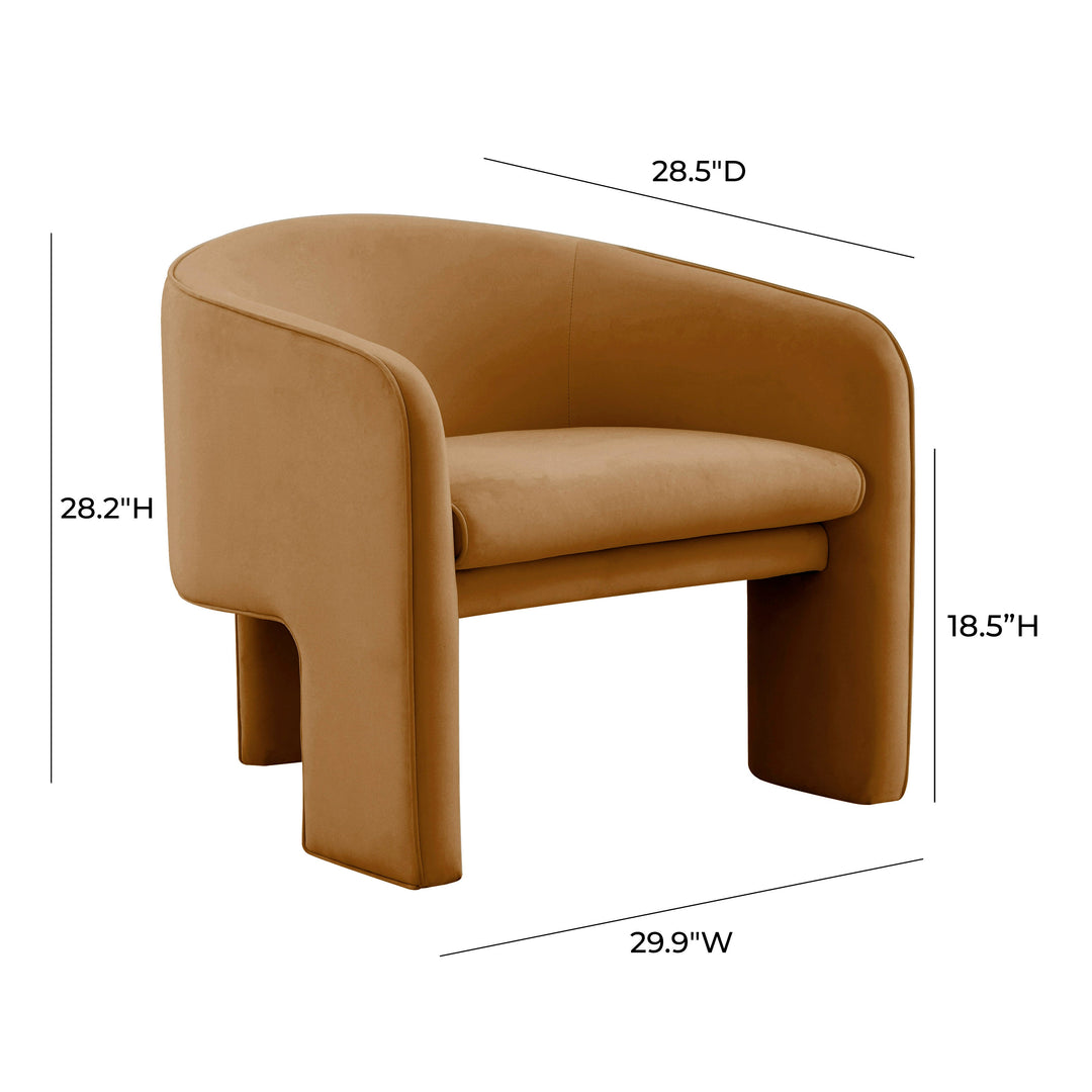 SwayLiving Marla Cognac Velvet Accent Chair ACCENT + LOUNGE CHAIRS