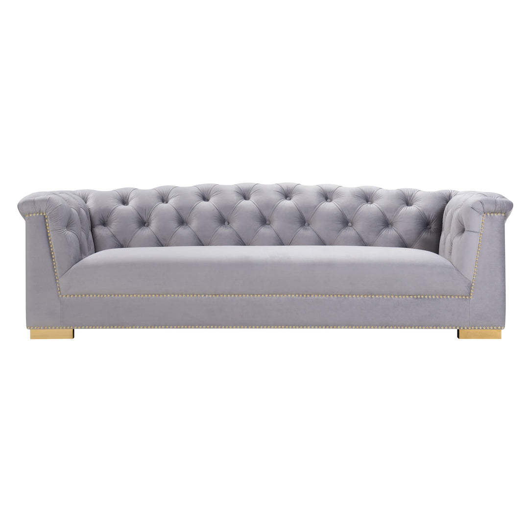 SwayLiving Farah Grey Velvet Sofa SOFAS + SECTIONALS