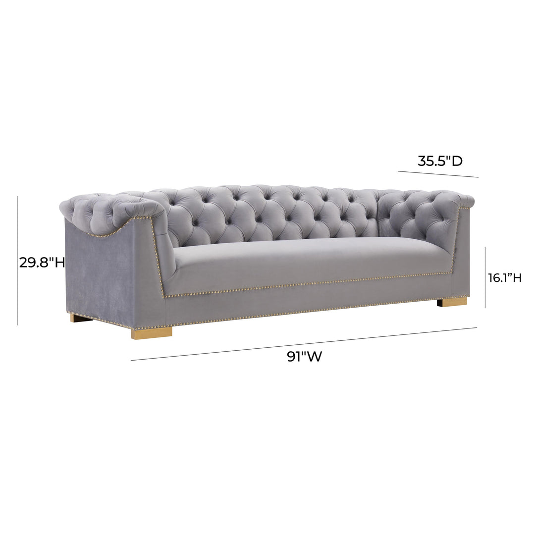SwayLiving Farah Grey Velvet Sofa SOFAS + SECTIONALS