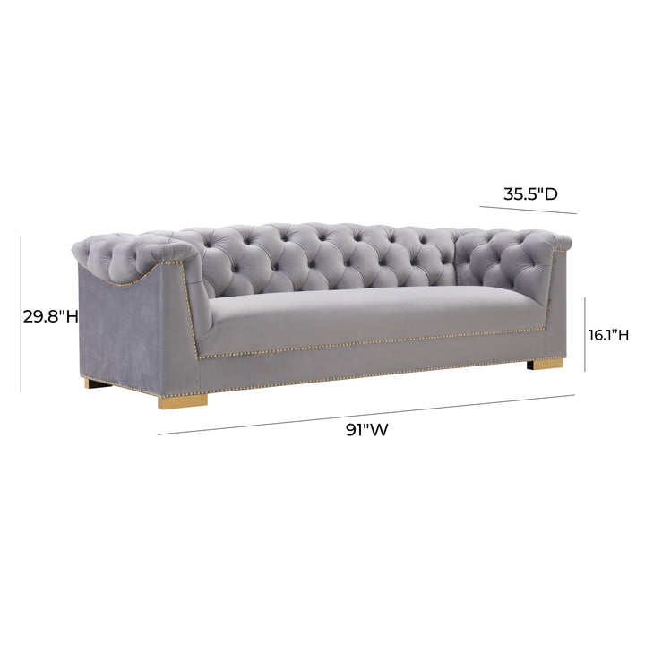 SwayLiving Farah Grey Velvet Sofa SOFAS + SECTIONALS