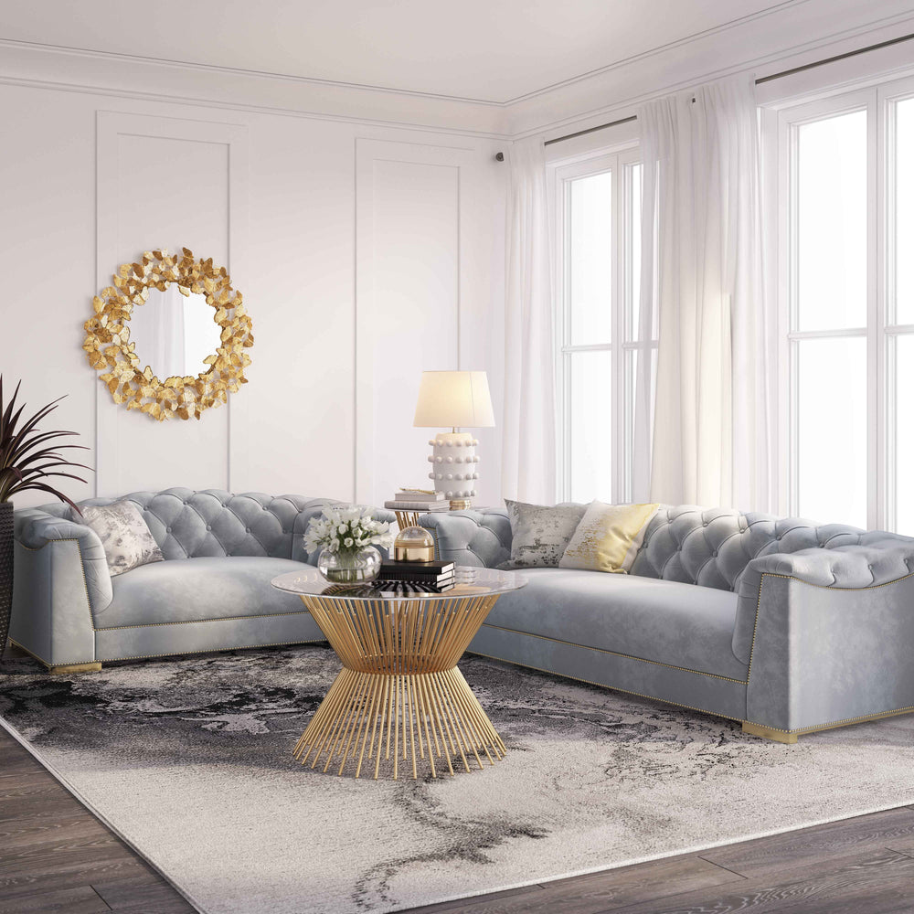 SwayLiving Farah Grey Velvet Sofa SOFAS + SECTIONALS