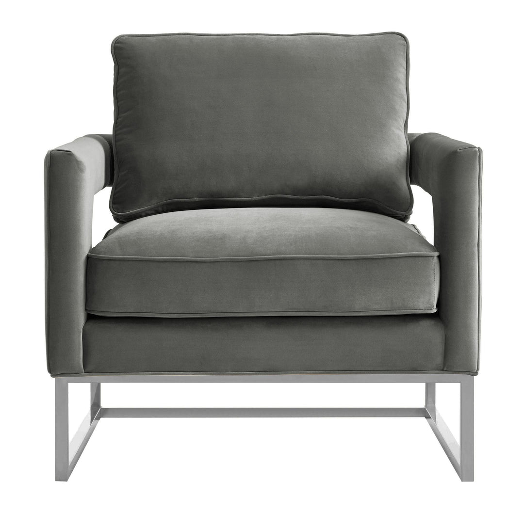 SwayLiving Avery Grey Velvet Chair - Silver Frame ACCENT + LOUNGE CHAIRS